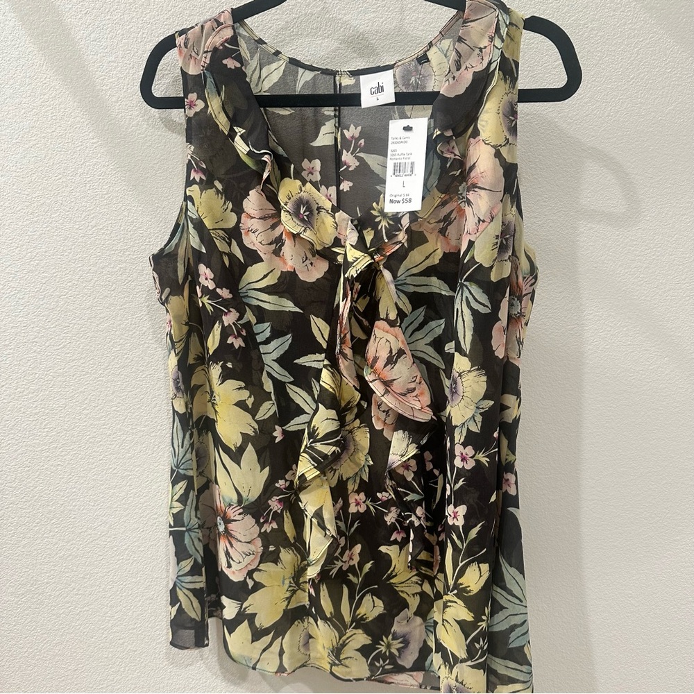 CAbi Floral Sleeveless Blouse
